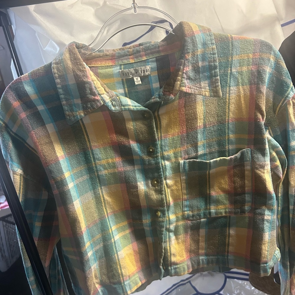 Yellow and Blue Crop Top with Vibrant Style